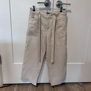 Sanctuary Women's Linen Wide-Leg Crop Chinos in Light Taupe